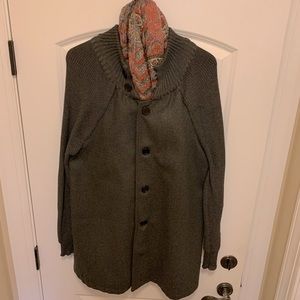 Sweater Jacket Gray Knee-length